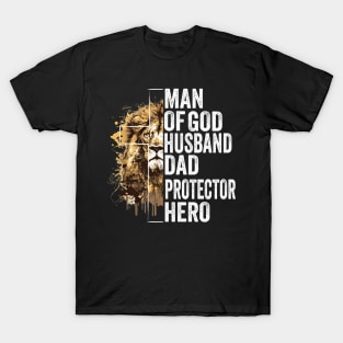 Man of God, Jesus, Lion Dad, Christian Dad, Bible Verse T-Shirt